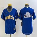 Youth Nike Seattle Mariners blank blue majestic mlb jersey city version-BD 01