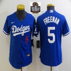 Los Angeles Dodgers #5 Freddie Freeman blue youth majestic baseball jersey