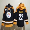 Custom Pittsburgh Steelers #22 Harris black yellow NFL Hooded Sweatshirt