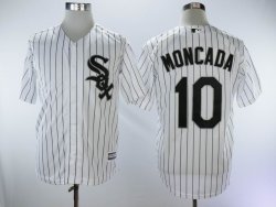 Chicago White Sox #10 Yoan Moncada white black Strip baseball jerseys