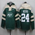 Custom New York Jets #24 Revis Green NFL Hooded Sweatshirt