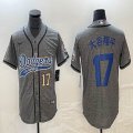 Los Angeles Dodgers #17 Shohei Ohtani Hemp grey Nike majestic baseball Jersey Joint name -BD 04