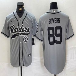 Nike Las Vegas Raiders #89 Brock Bowers gray baseball jerseys Joint Name 02