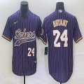 Nike Los Angeless Lakers #8 and #24 Kobe Bryant purple baseball jerseys Joint name-BD 02