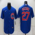 Nike Chicago Cubs #27 Suzuki blue majestic baseball jersey-BD