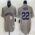 Nike New York Yankees #22 Juan Soto gray throwback majestic baseball Jersey-BD 02