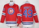 Chicago Cubs #49 Jake Arrieta red long sleeve mlb baseball jersey 100th patch