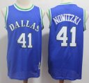 Dallas Mavericks 41 Dirk Nowitzki blue throwback basketball jerseys -S8