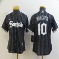 Women Nike Chicago White Sox #10 Yoan Moncada black Majestic baseball jerseys city version-BD