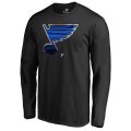 Men's St. Louis Blues Fanatics Branded Black Primary Logo Midnight Mascot Long Sleeve T-Shirt