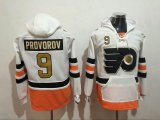 2017 Philadelphia Flyers #9 Provorov white orange Hockey Hooded Sweatshirt