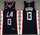 Nike Los Angeles Clippers #13 Paul George dark blue white NBA jerseys with 6 patch-XD