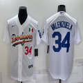 Los Angeles Dodgers 34 Fernando Valenzuela white new majestic baseball Jerseys-BD 01