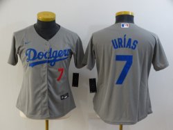 Los Angeles Dodgers #7 Julio Urias gray women majestic baseball jersey