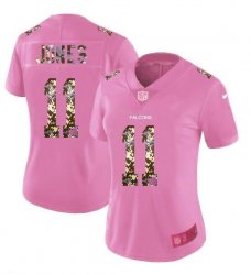 Women Nike Atlanta Falcons 11 Jones Pink Camouflage font love pink 2017 Vapor Untouchable player jersey