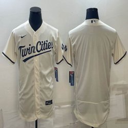 Nike Minnesota Twins blank beige Flexbase Authentic Collection Jersey