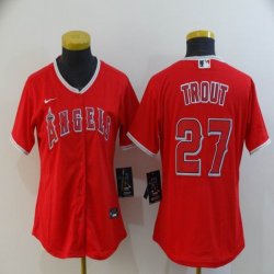 Women Nike Los Angeles Angels #27 Mike Trout red majestic baseball Jersey