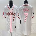 2023 World Cup Mexico #7 Julio Urias white majestic baseball jerseys 47