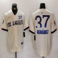 Dodgers #37 Enrique Hernandez beige fashion majestic baseball jerseys