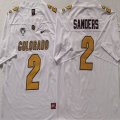 Colorado Buffaloes #2 Shedeur Sanders white (yellow) With PAC-12 Patch Football Jersey