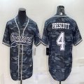 Nike Dallas Cowboys #4 Dak Prescott gray camo baseball jerseys Joint name-BD 01