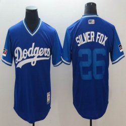 Los Angeles Dodgers #26 Silver Fox blue majestic baseball jersey