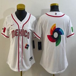 Women 2023 World Cup Mexico blank white majestic baseball jerseys 01