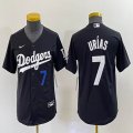 Youth Los Angeles Dodgers #7 Julio Urias black majestic baseball jerseys 02