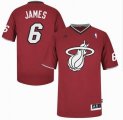 Miami Heat #6 LeBron James Red shorts sleeves NBA Christmas Jerseys