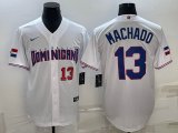 2023 World Cup Dominican Republic's #13 Manny Machado white majestic baseball jerseys 04