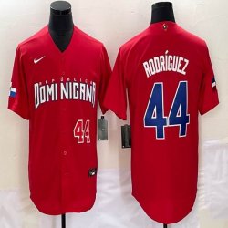 2023 World Cup Dominican Republic\'s #44 Alex Rodriguez red majestic baseball jerseys 02