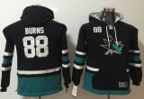 Youth San Jose Sharks 88 Brent Burns black NHL Hooded Sweatshirt