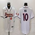 Denver Broncos #10 Bo Nix white baseball jerseys Joint name-BD 02