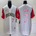 2023 World Cup Mexico #7 Julio Urias white red majestic baseball jerseys 86