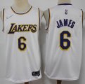 Nike Los Angeles Lakers #6 LeBron James white basketball jerseys 75th-S8