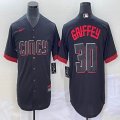 Nike Cincinnati Reds #30 Ken Griffey Jr. black majestic baseball jerseys Joint name-BD 04