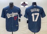 2024 World Series Champions Los Angeles Dodgers #17 Shohei Ohtani Nike blue majestic baseball Jersey Joint name -BD 04