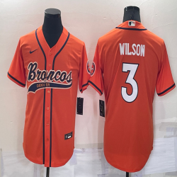 Nike Denver Broncos #3 Russell Wilson orange baseball jerseys Joint name-BD