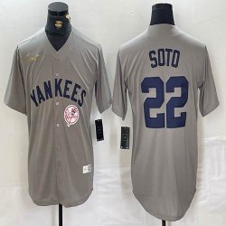 Nike New York Yankees #22 Juan Soto gray throwback majestic baseball Jersey-BD 02