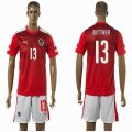 2016 Austria European Cup SUTTNER #13 red white soccer jersey home