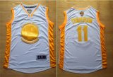 Adidas Golden State Warriors #11 Klay Thompson white gold basketball jersey