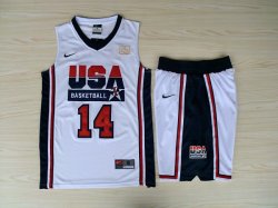 USA National Team #14 Charles Barkley White Basketball Suit