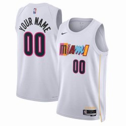 Customized Miami Heat white basketball jerseys city version