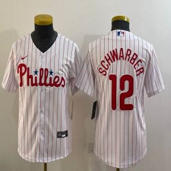 Youth Nike Philadelphia Phillies #12 Schwarber white majestic baseball jersey-BD