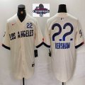 2024 World Series Champions Nike Los Angeles Dodgers #22 Clayton Kershaw beige fashion majestic baseball Jerseys-BD 04