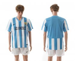 2014-2015 Malaga club white skyblue soccer jersey home