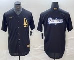 Nike Los Angeles Dodgers blank black gold majestic baseball Jersey -BD 06