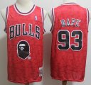 BAPE #93 Mitchell & Ness Brand New Chicago Bulls red NBA Jerseys-S8