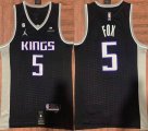 Jordan logo Sacramentoics Kings #5 De Aaron Fox black NBA Basketball Jersey 6 patch -HL