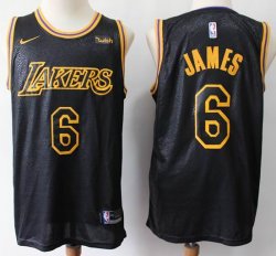 Nike Los Angeles Lakers #6 LeBron James black basketball jerey-S8